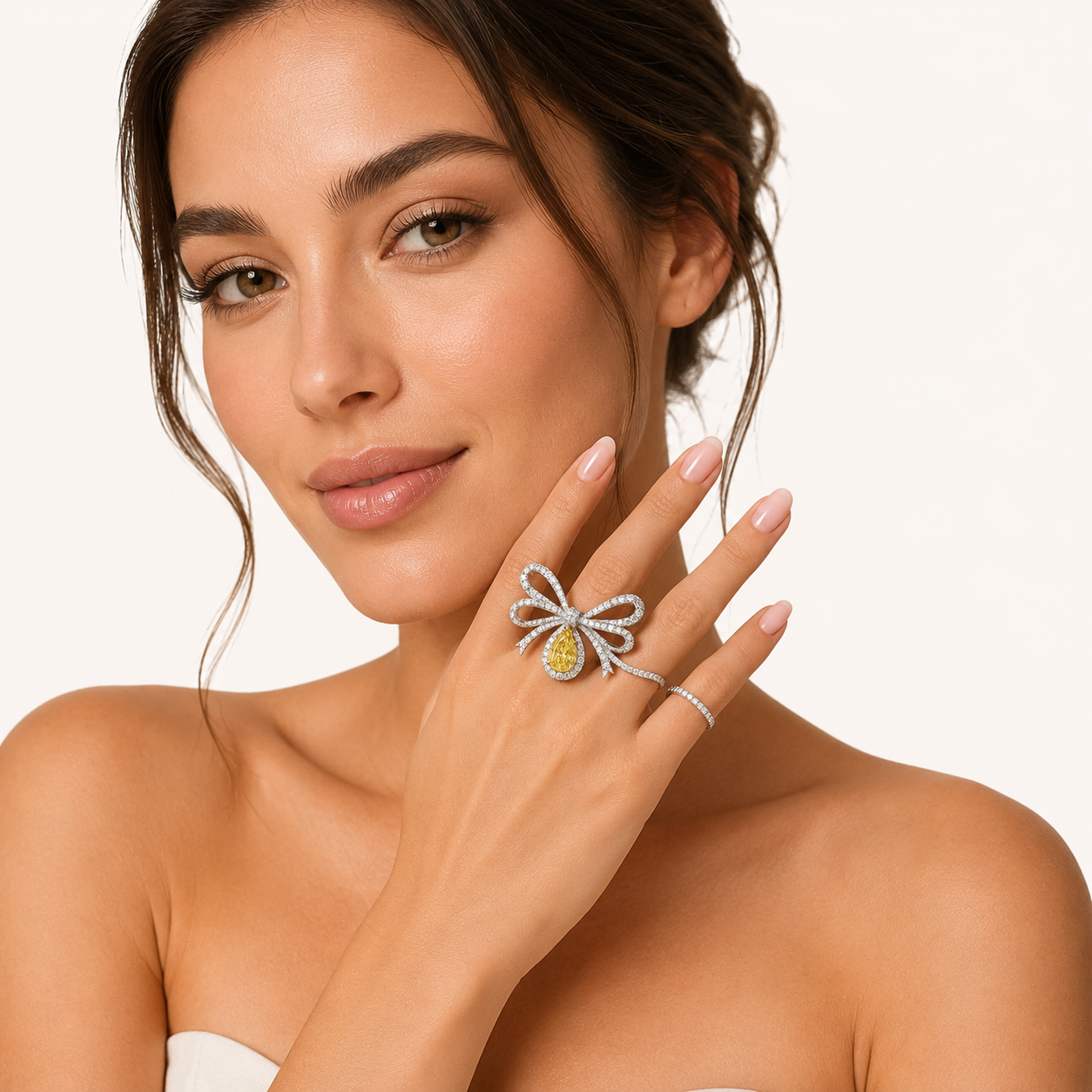 Belle Bow Ring worn — front view