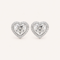 The Blooming Heart Diamond Studs in White Gold