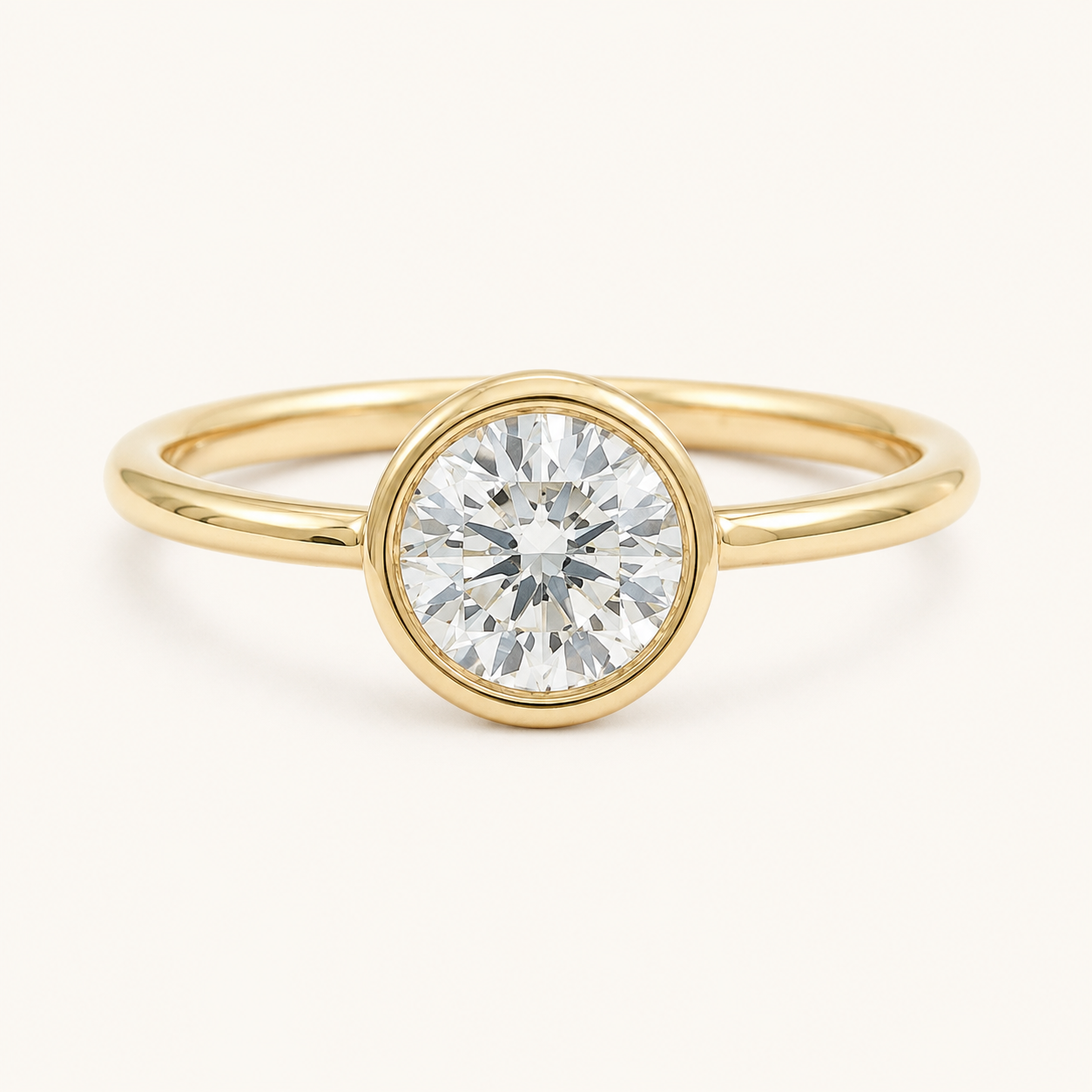 Classic Round Bezel Solitaire Ring in Yellow Gold