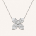 The Diamond Bloom Flower Pendant in White Gold