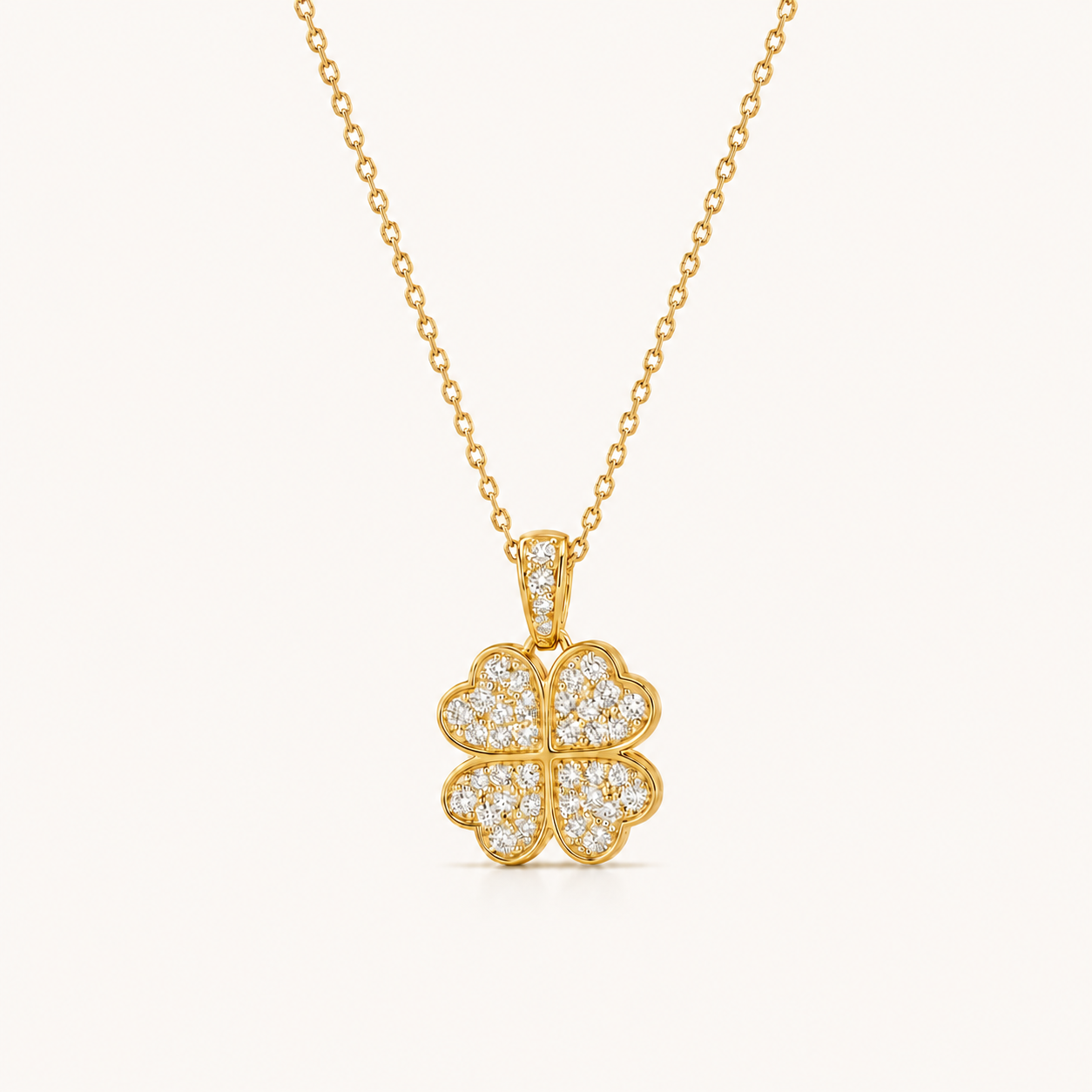 Diamond Clover Pendant Necklace in Yellow Gold