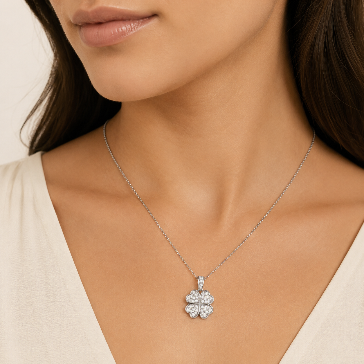 Diamond Clover Pendant Necklace