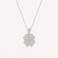Diamond Clover Pendant Necklace in White Gold