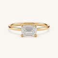 East-West Emerald Solitaire Diamond Ring in Yellow Gold