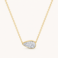 East-West Pear Bezel Solitaire Diamond Necklace in Yellow Gold