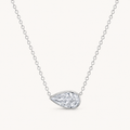 East-West Pear Bezel Solitaire Diamond Necklace in White Gold