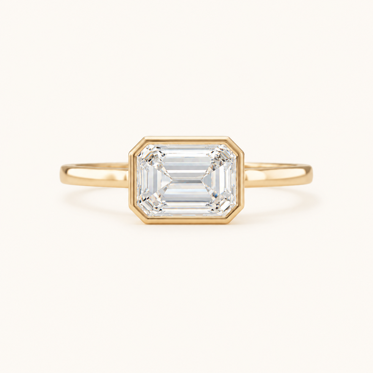 Emerald Bezel Solitaire Ring in Yellow Gold
