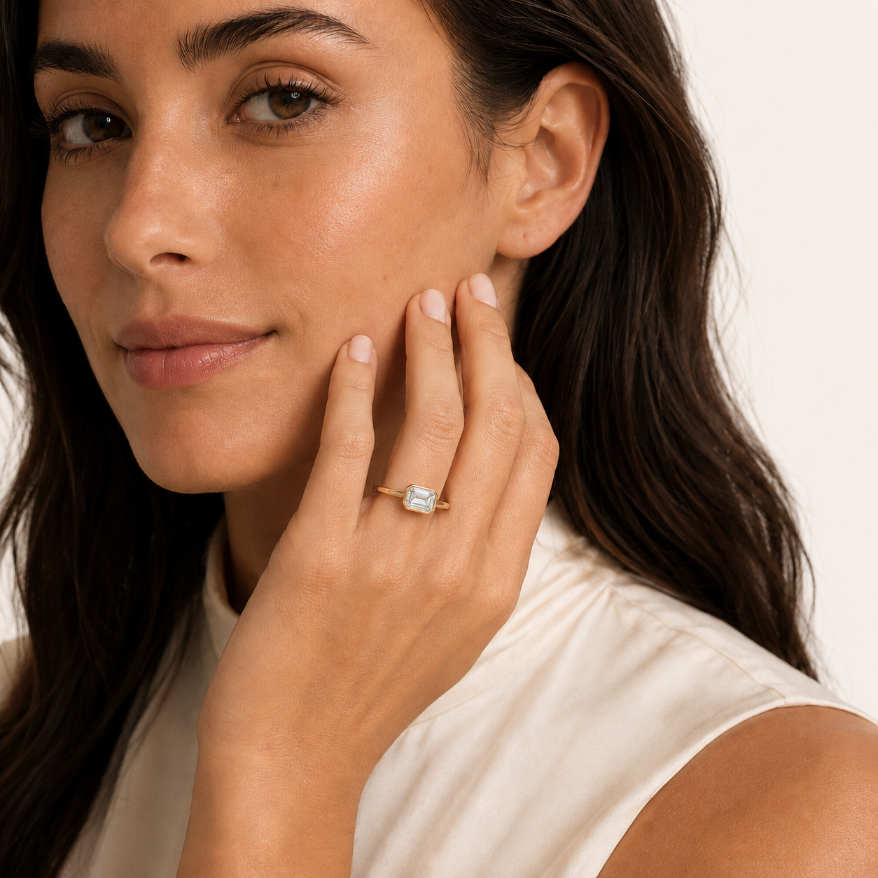 Emerald Bezel Solitaire Ring