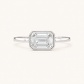 Emerald Bezel Solitaire Ring in White Gold