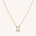 Emerald Solitaire Diamond Necklace in Yellow Gold