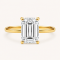 Emerald Solitaire Diamond Ring in Yellow Gold