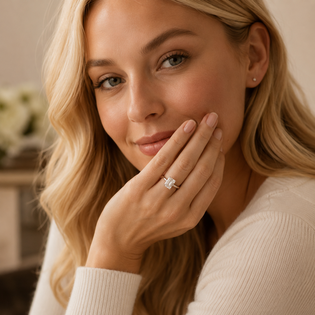 Emerald Solitaire Diamond Ring