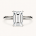 Emerald Solitaire Diamond Ring in White Gold
