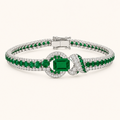 The Emerald Statement Halo Bracelet in White Gold