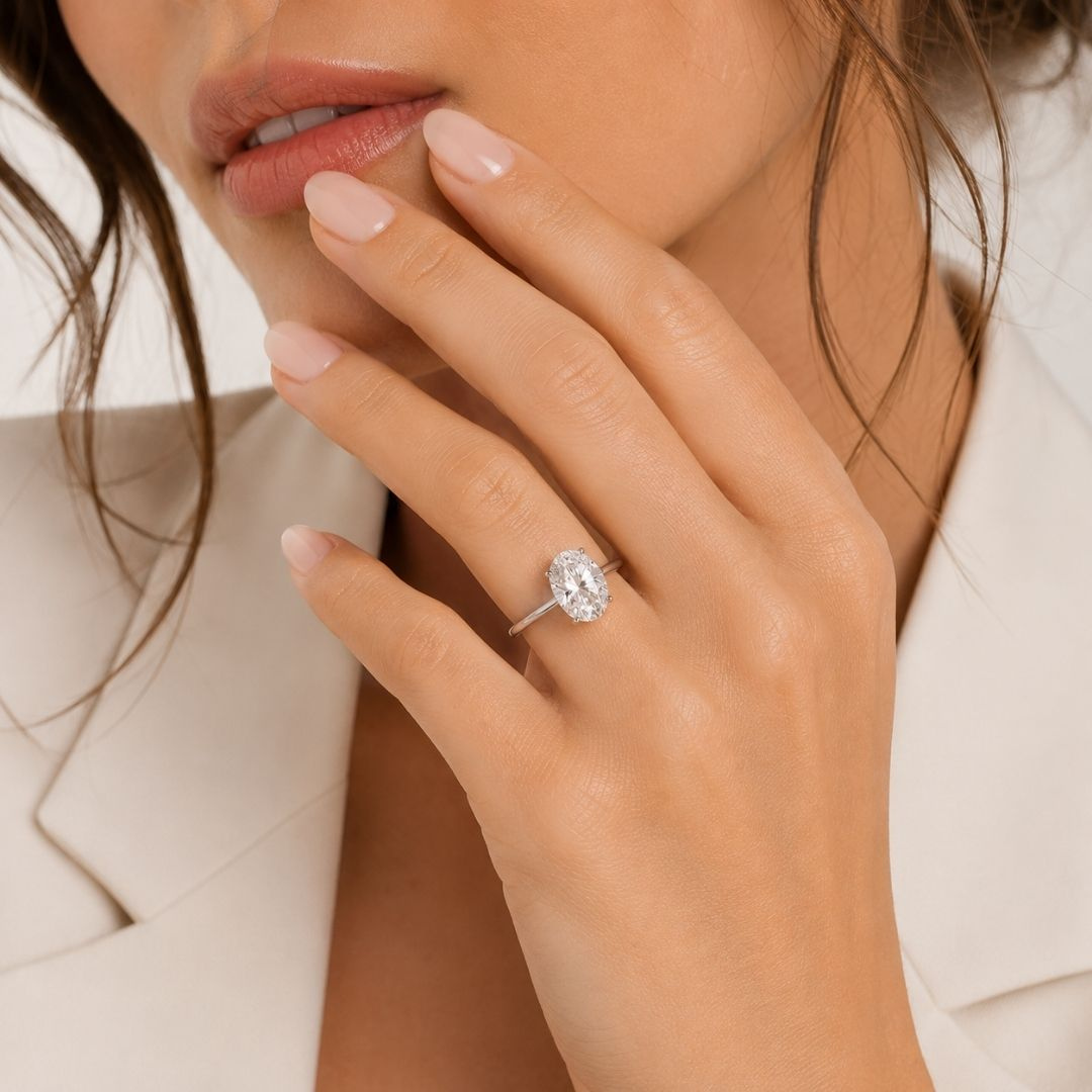 The Everlight Oval Ring — model close-up