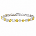 Golden Heart Tennis Bracelet in White Gold