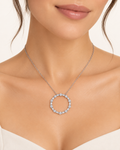 The Infinity Diamond Necklace worn on model