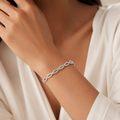 Infinity Twist Diamond Bracelet worn — front view