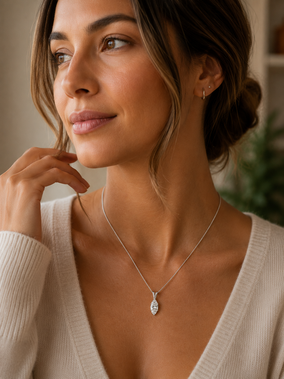 Marquise Solitaire Diamond Necklace