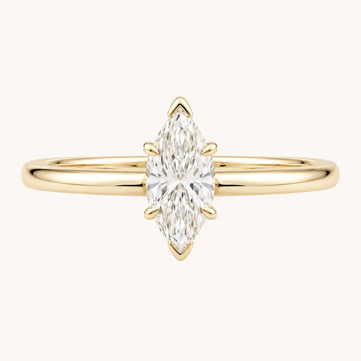 Marquise Solitaire Diamond Ring in Yellow Gold