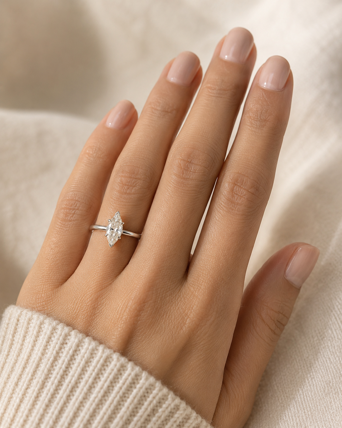 Marquise Solitaire Diamond Ring