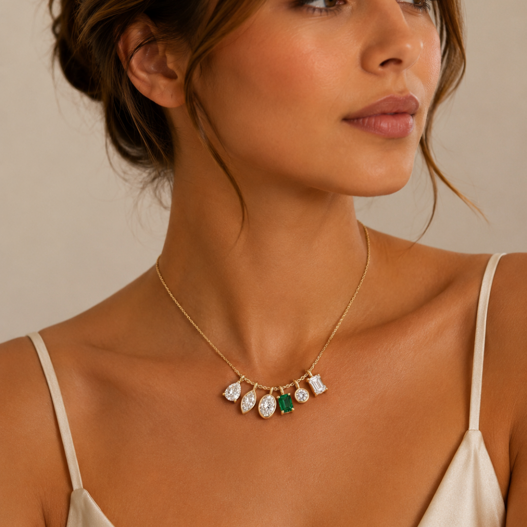 Multi-Shape Charm Necklace — model view