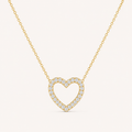 Open Heart Diamond Necklace in Yellow Gold