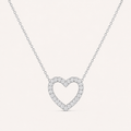 Open Heart Diamond Necklace in White Gold