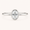 Oval Bezel Solitaire Ring in White Gold