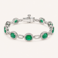 The Oval Emerald Link Bracelet in White Gold