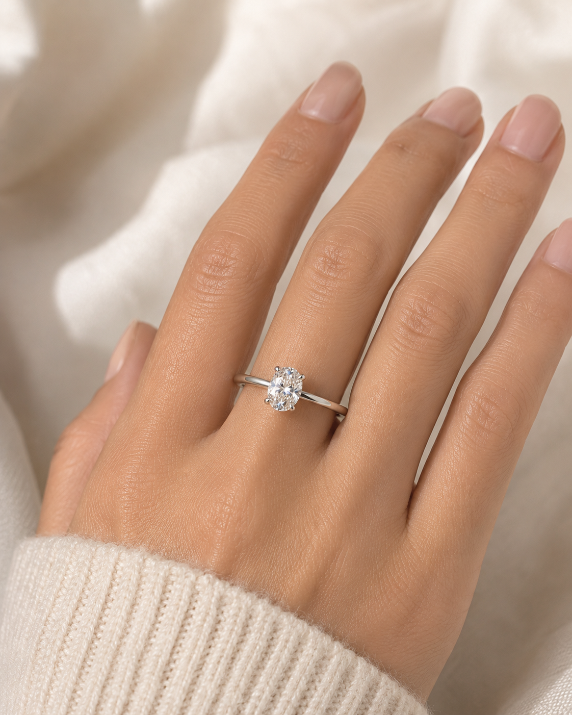 Oval Solitaire Diamond Ring