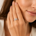 Pear Bezel Pave Band Solitaire Ring