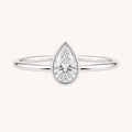 Pear Bezel Solitaire Ring in White Gold