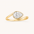 Pear Bezel Twist Solitaire Ring in Yellow Gold