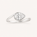 Pear Bezel Twist Solitaire Ring in White Gold