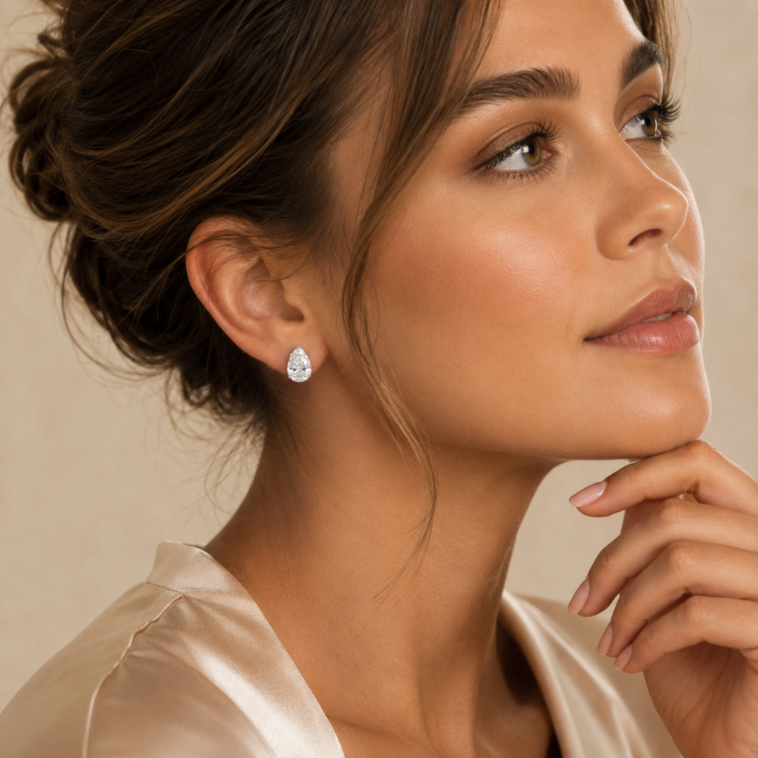 The Pear Earrings — model view