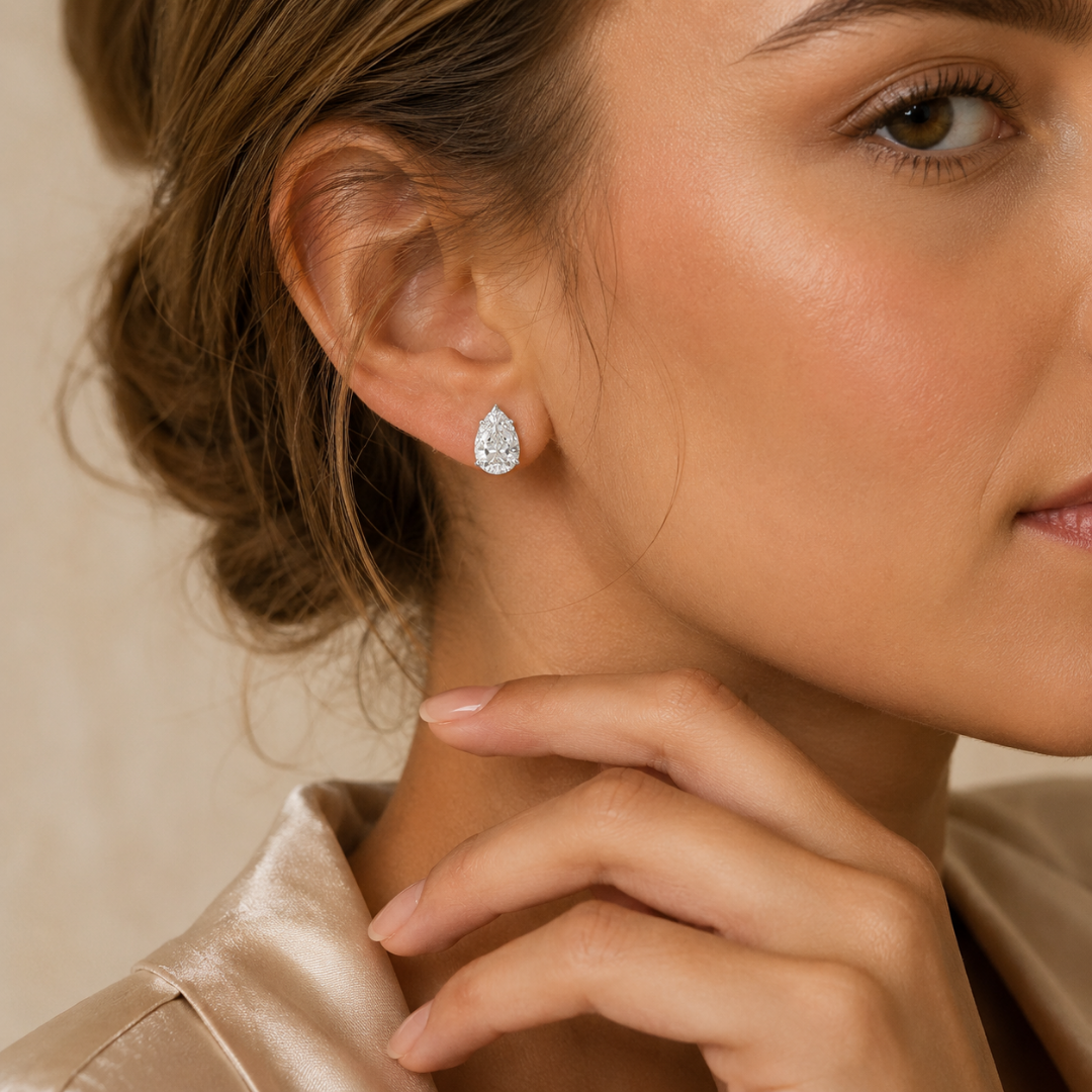 The Pear Earrings — model view