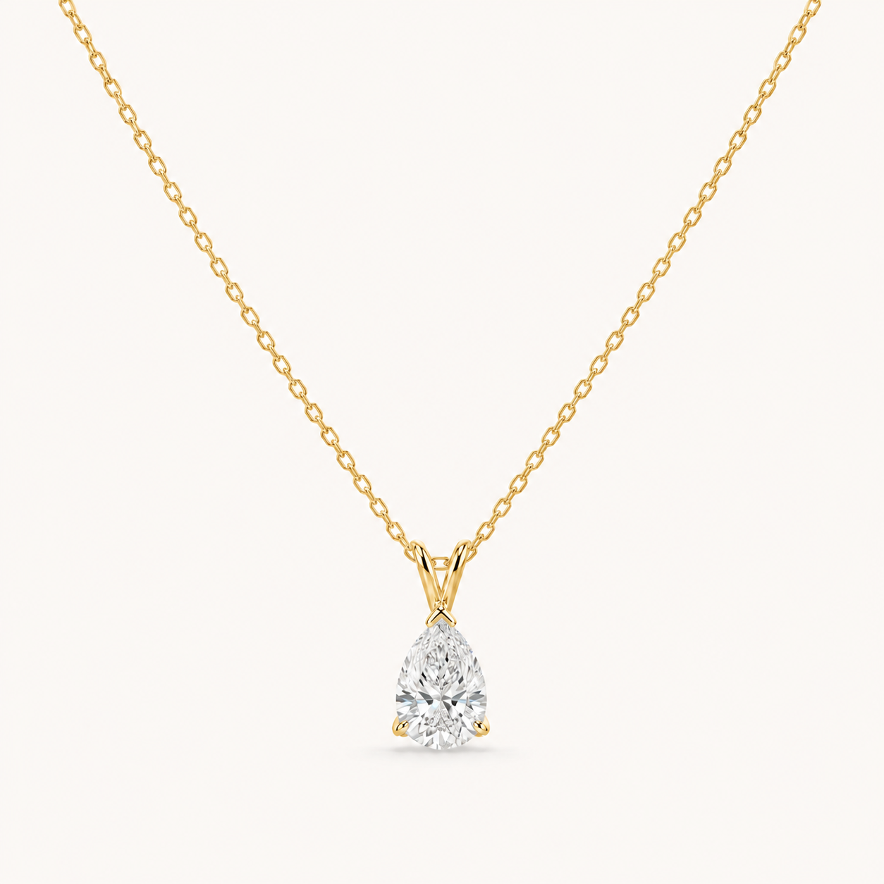 Pear Solitaire Diamond Necklace in Yellow Gold