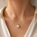 Princess Cut Bezel Solitaire Diamond Necklace
