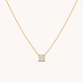 Princess Cut Solitaire Diamond Necklace in Yellow Gold