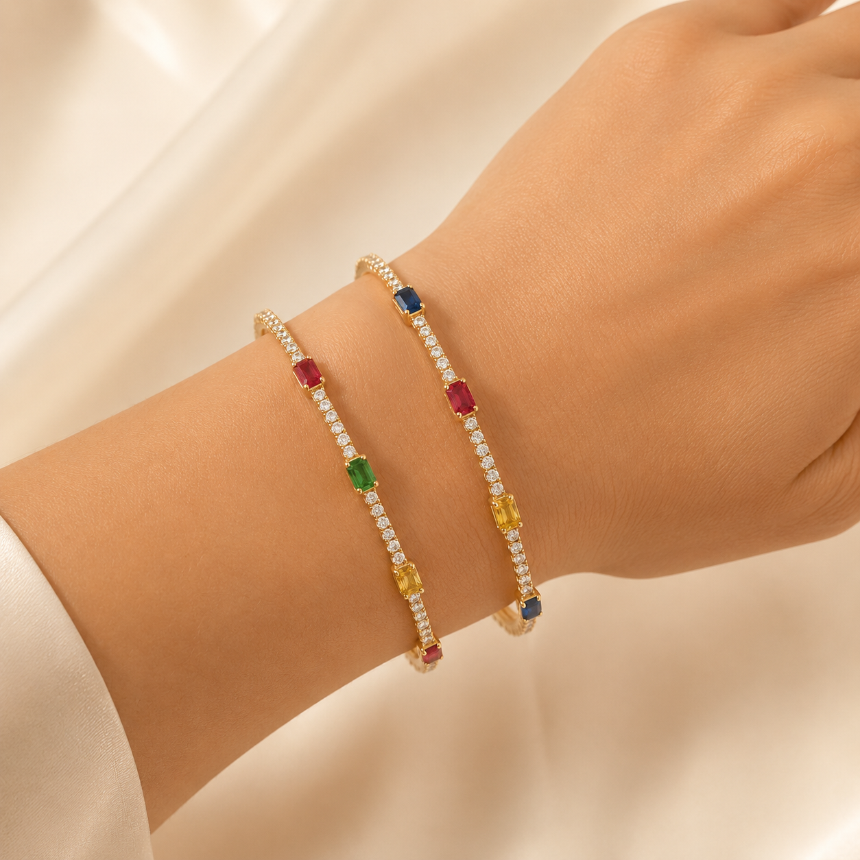 Prism Diamond Bangle worn — wrist view