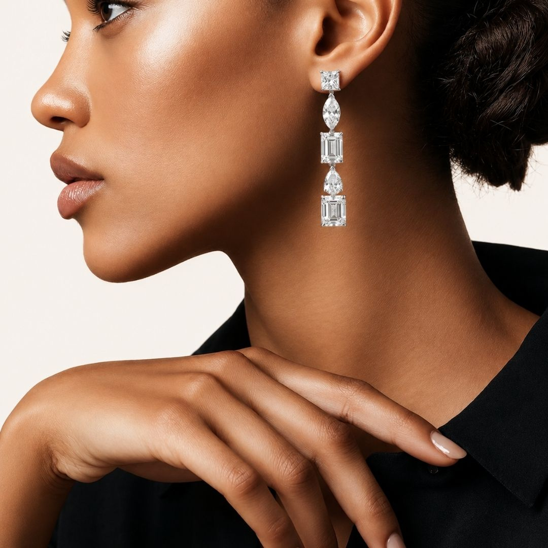 The Prism Elan Earrings — model view