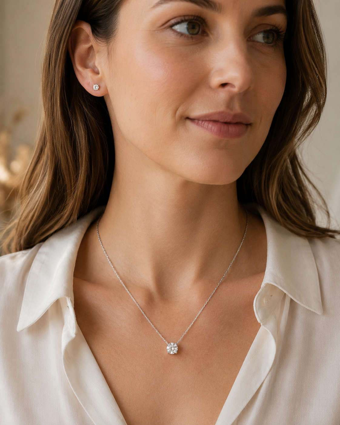 Round Solitaire Diamond Necklace