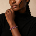 The Ruby Radiance Bracelet — model close-up