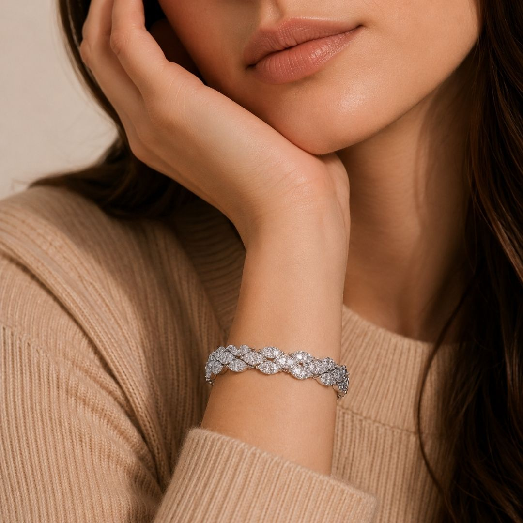 The Seraphine Wave Bracelet — model view