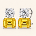Sun Beam Duo Earrings in White Gold