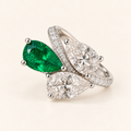 The Emerald Petal Ring in White Gold